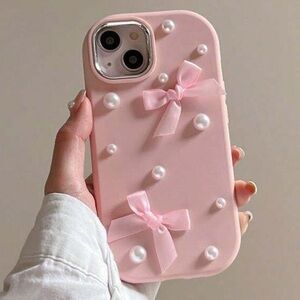 BOW PEARL 15 Pro Max iphone pink phone case fabric Barbie Valentine’s Day gift